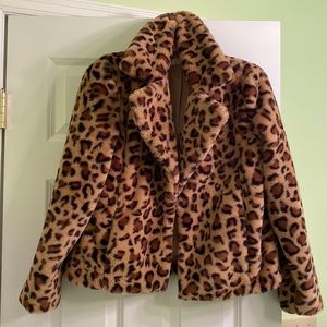 Elan faux leopard jacket with pockets